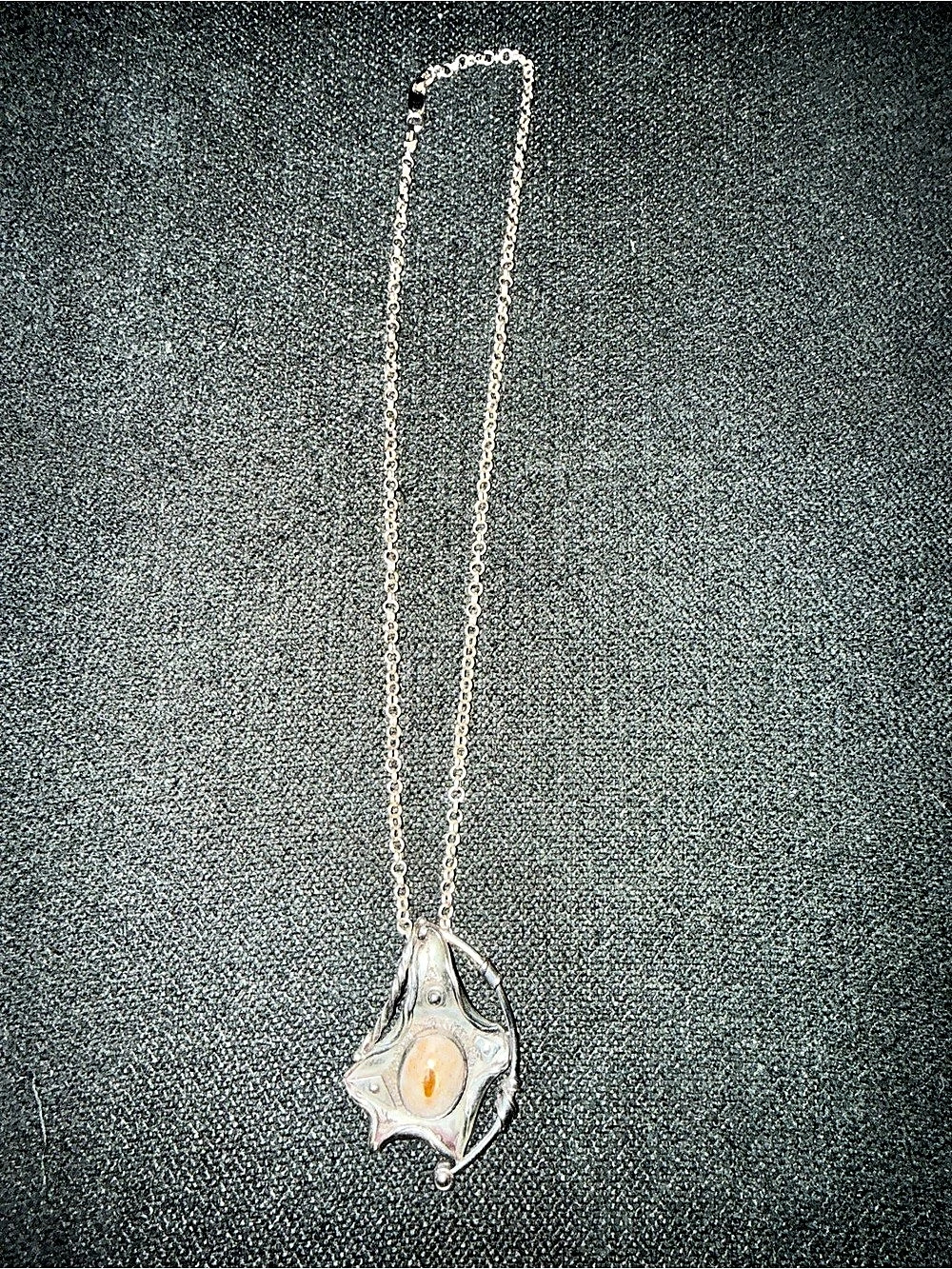 Pendant Necklace in Silver & Orange